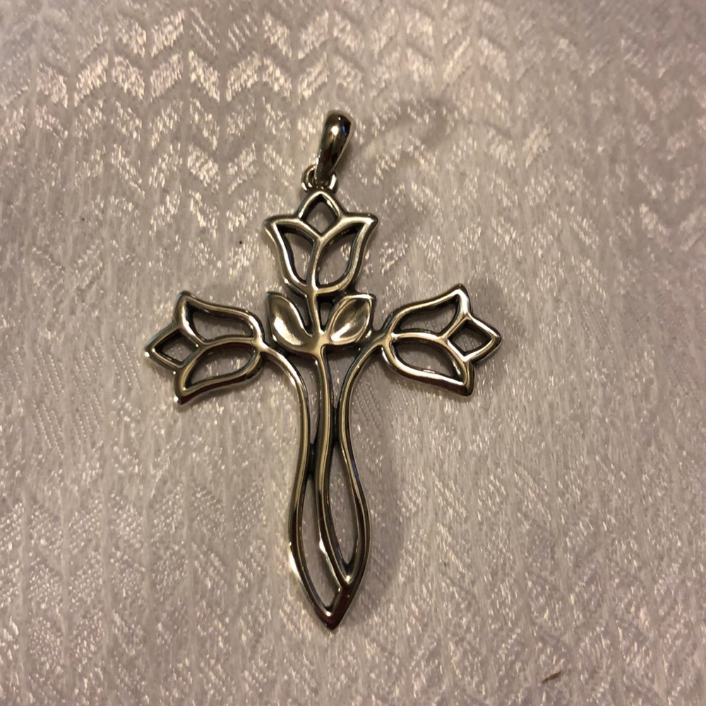 RETIRED - James Avery Tulip  Cross Pendant